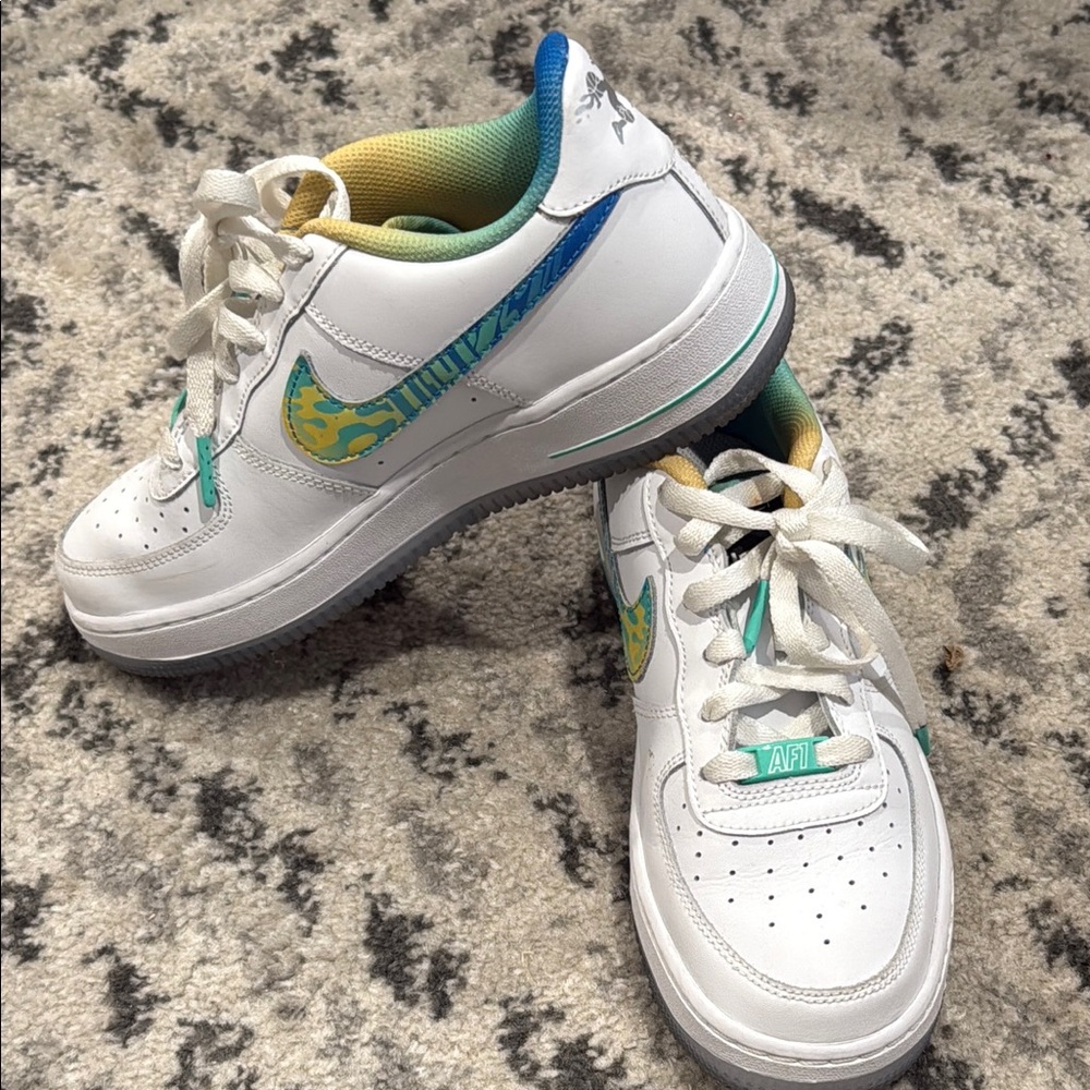 Kids White and Blue Nike Shoes